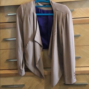 Tan cropped drape front blazer